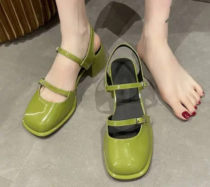 Sandalias Mary Jane Mujer Tacón Grueso Hebillas Ajustables
