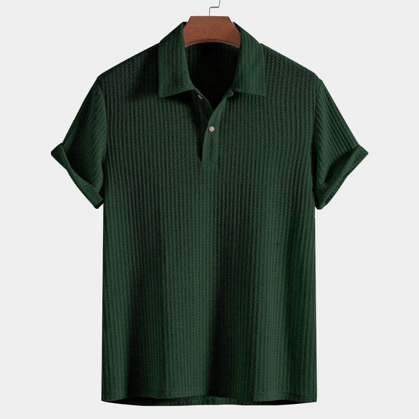 Polo Hombre de Punto Textura Rejilla Manga Corta Cuello Solapa