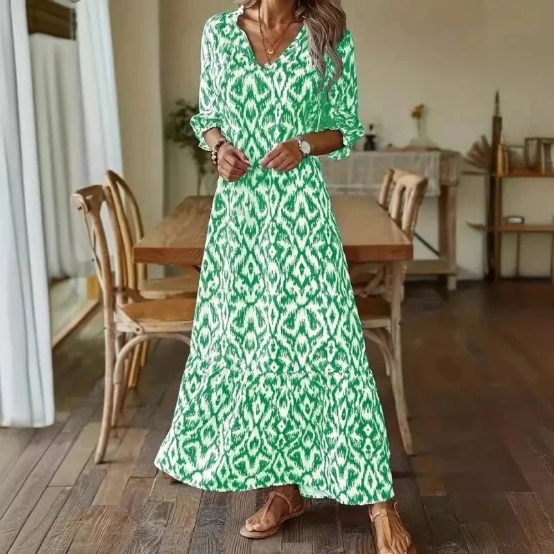Vestido verano mujer escote en V mangas medias