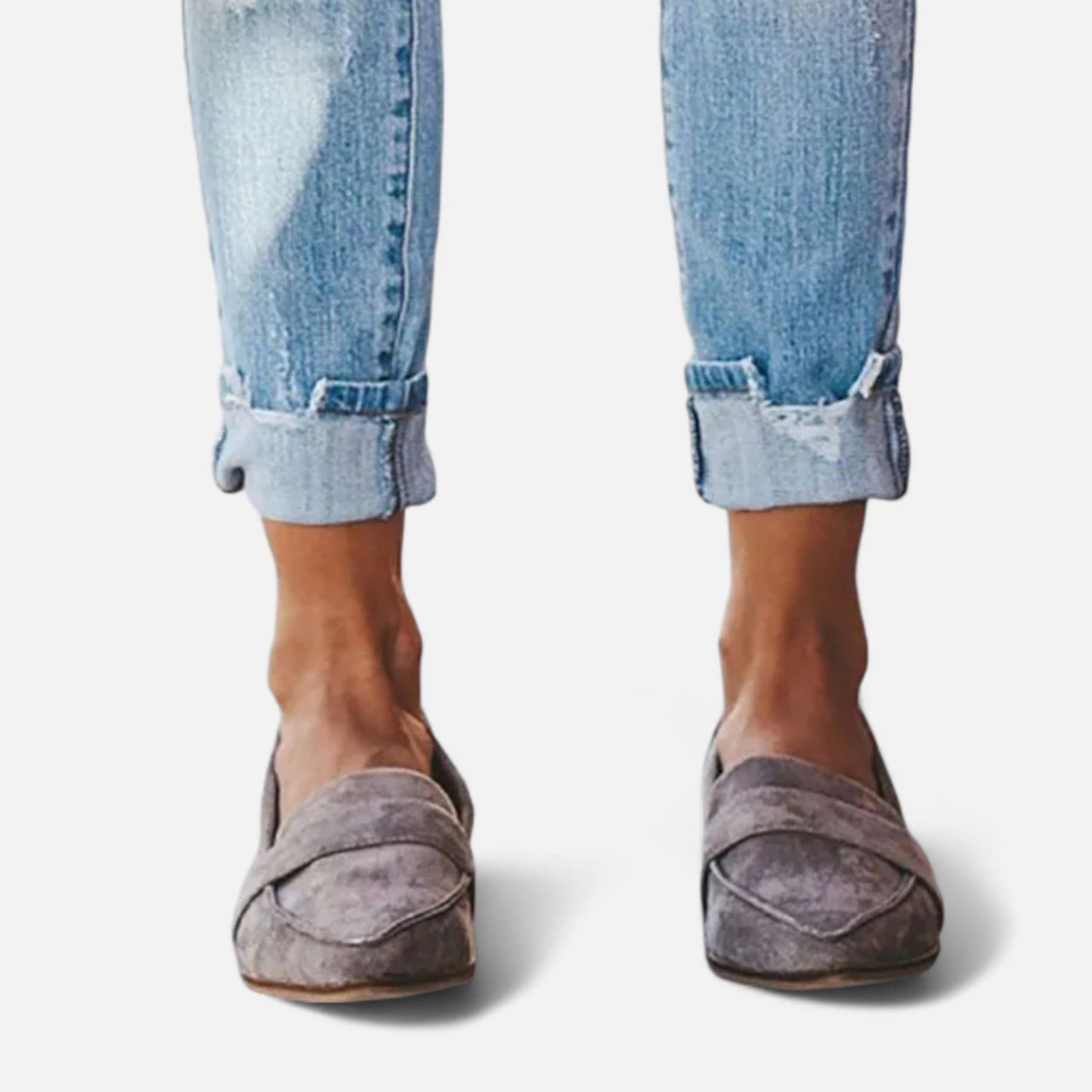 Mocasines Mujer Gamuza Sintética Punta Fina Estilo Retro