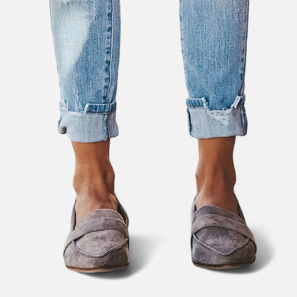 Mocasines Mujer Gamuza Sintética Punta Fina Estilo Retro