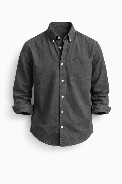 Camisa hombre de lino botones manga larga elegante