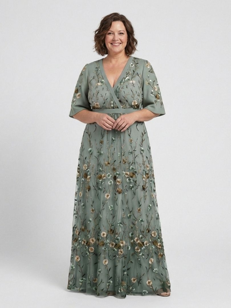 Vestido maxi Mujer tejido fresco cuello en V elegante