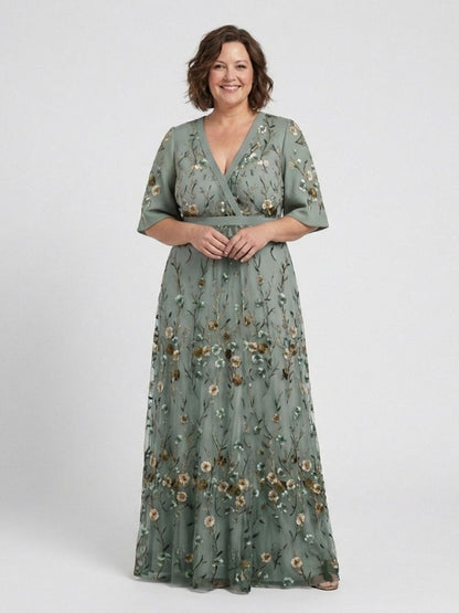 Vestido maxi Mujer tejido fresco cuello en V elegante