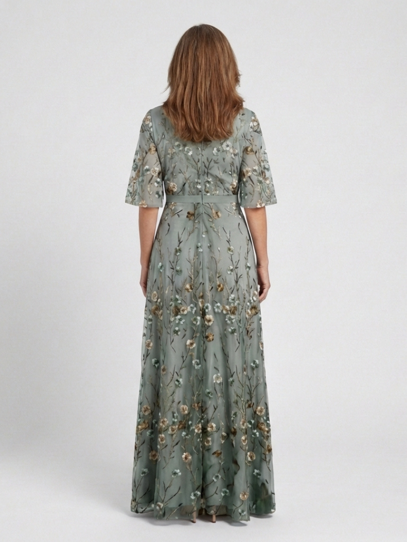 Vestido maxi Mujer tejido fresco cuello en V elegante