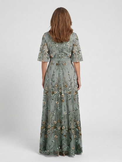 Vestido maxi Mujer tejido fresco cuello en V elegante