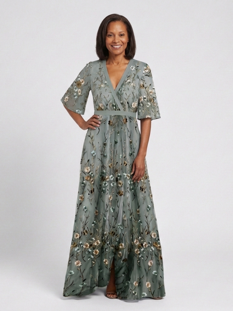 Vestido maxi Mujer tejido fresco cuello en V elegante