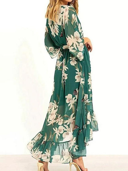 Vestido Largo Mujer Volantes Escote en V Verano