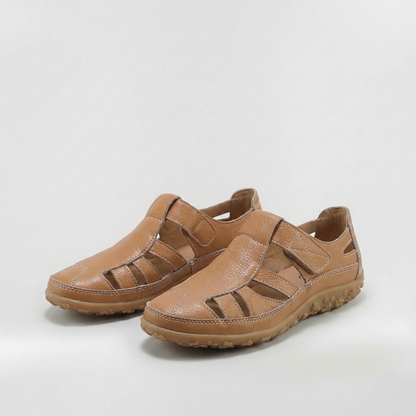 Sandalias Cerradas Mujer de Cuero con Tiras Suela Confortable