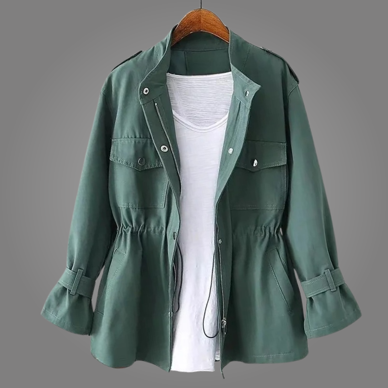 Chaqueta Ligera Mujer Mezcla de Lana Ajuste Casual
