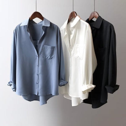 Blusa Mujer de Satén Corte Clásico Estilo Refinado