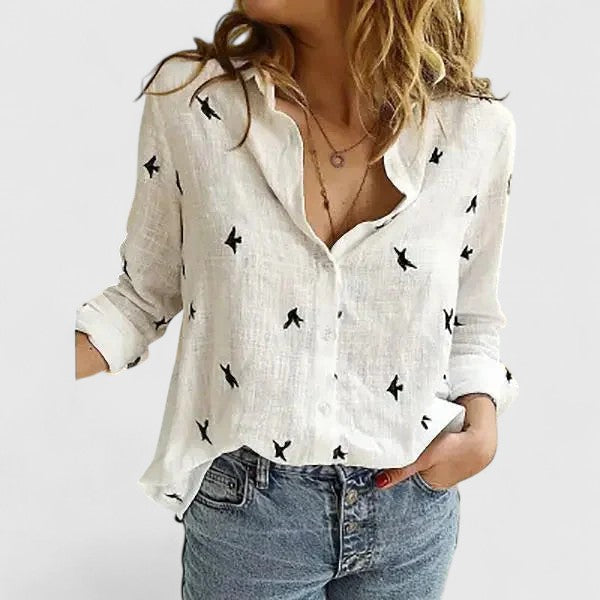 Camisa Mujer de Lino Cuello de Solapa
