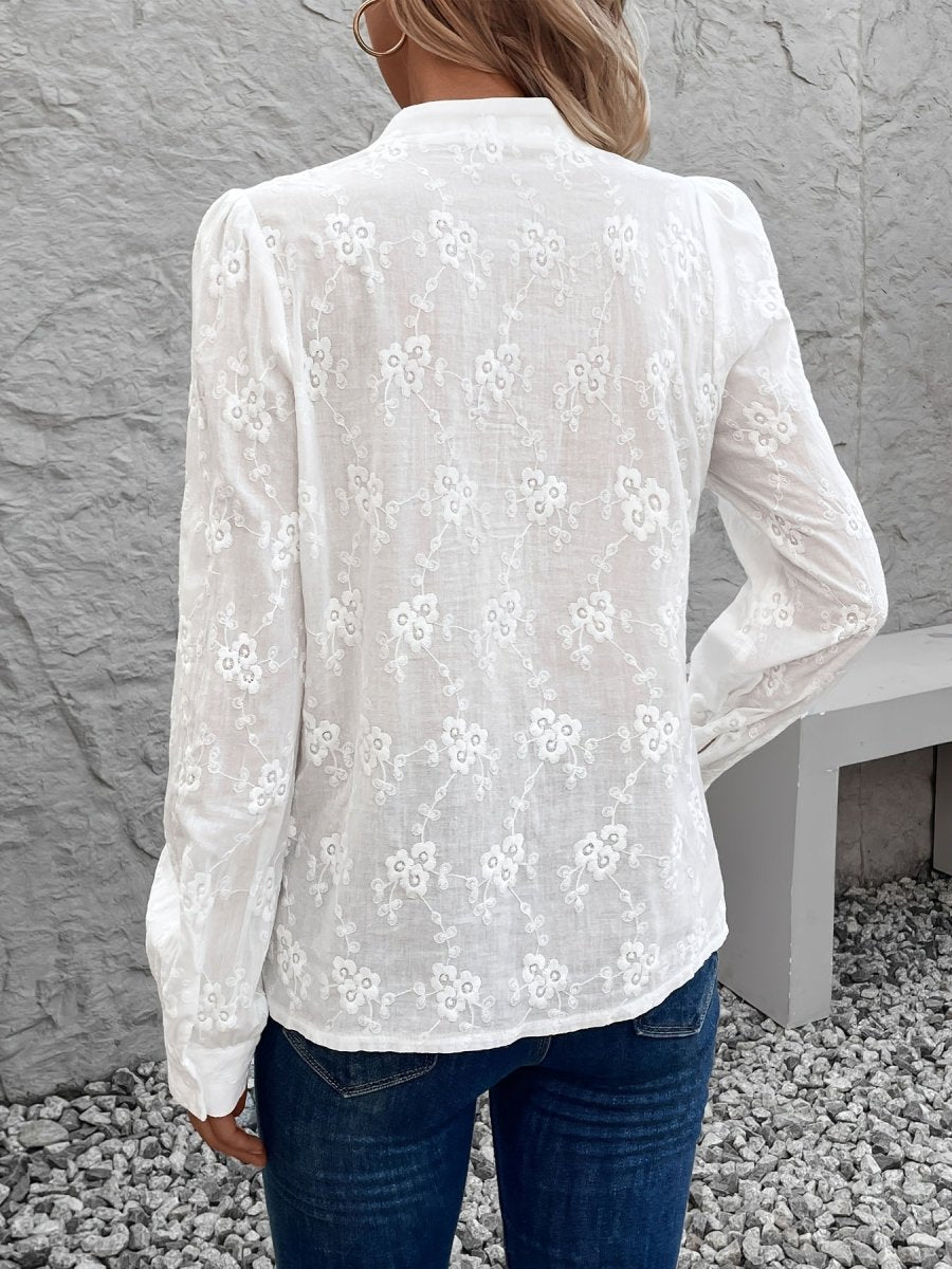 Blusa Mujer de Gasa con Detalles Elegantes y Corte Fluido