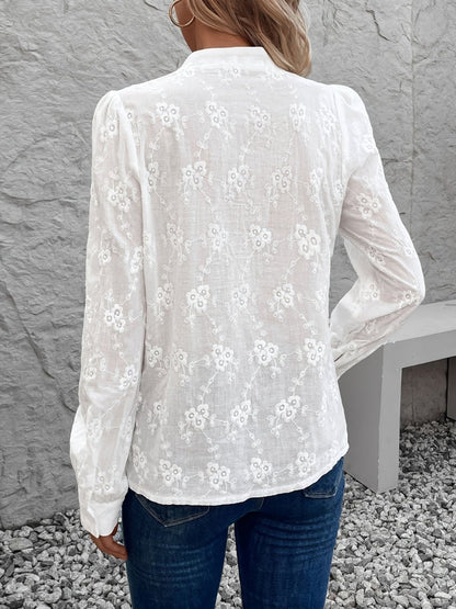 Blusa Mujer de Gasa con Detalles Elegantes y Corte Fluido