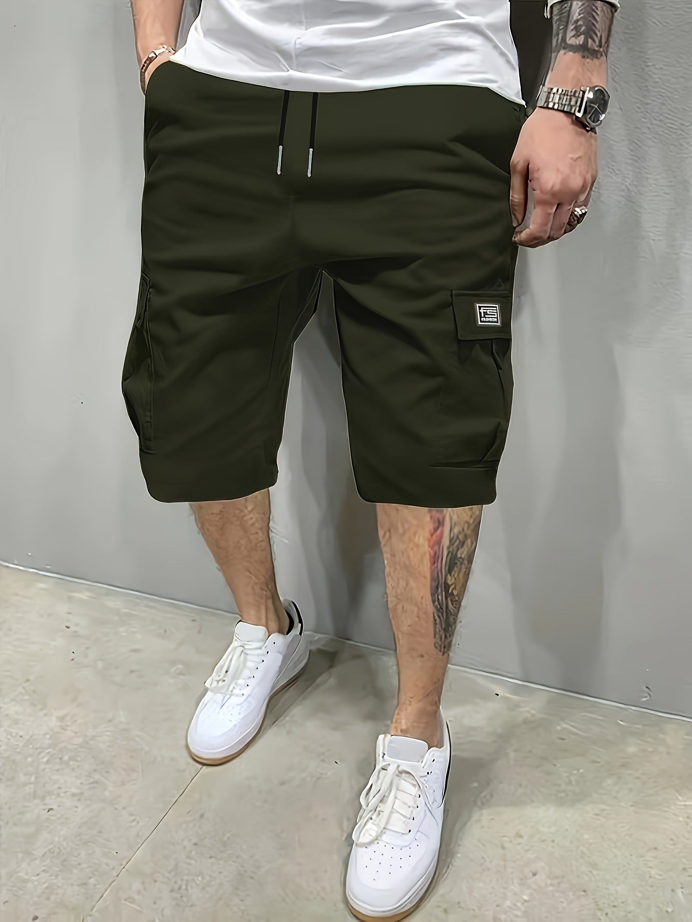 Pantalones cortos cargo hombre Algodón Cintura elástica