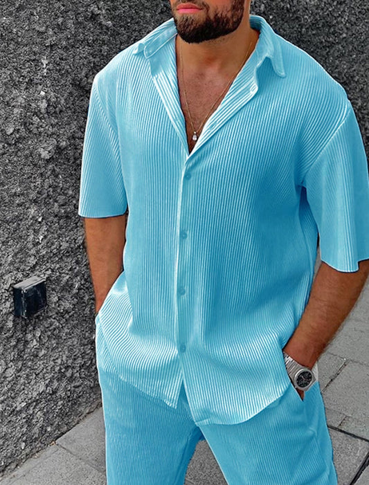 Conjunto verano hombre camisa texturizada pantalón cómodo - Mavetta