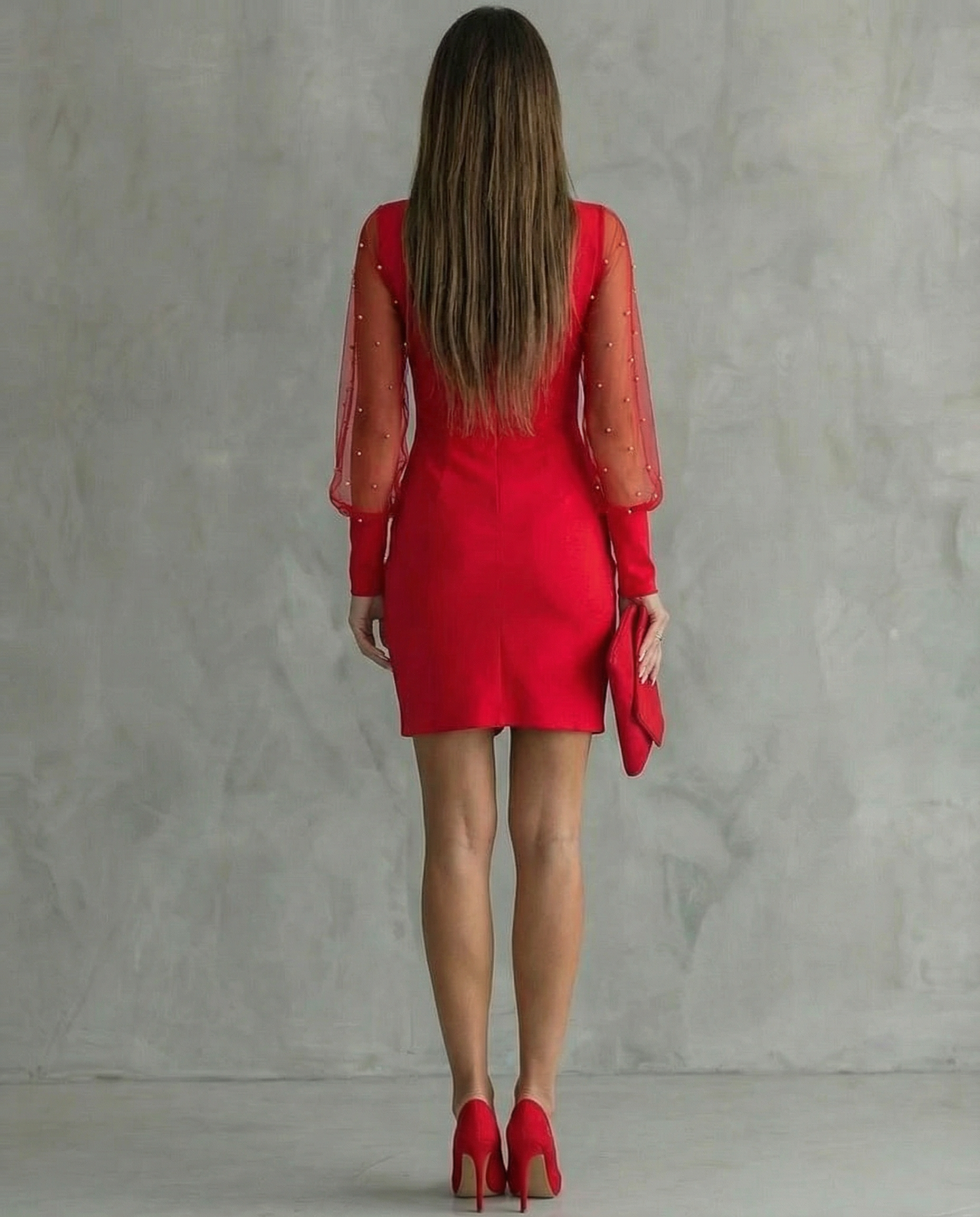 Vestido Corto Mujer Escote en V Estilo Sofisticado Fiesta