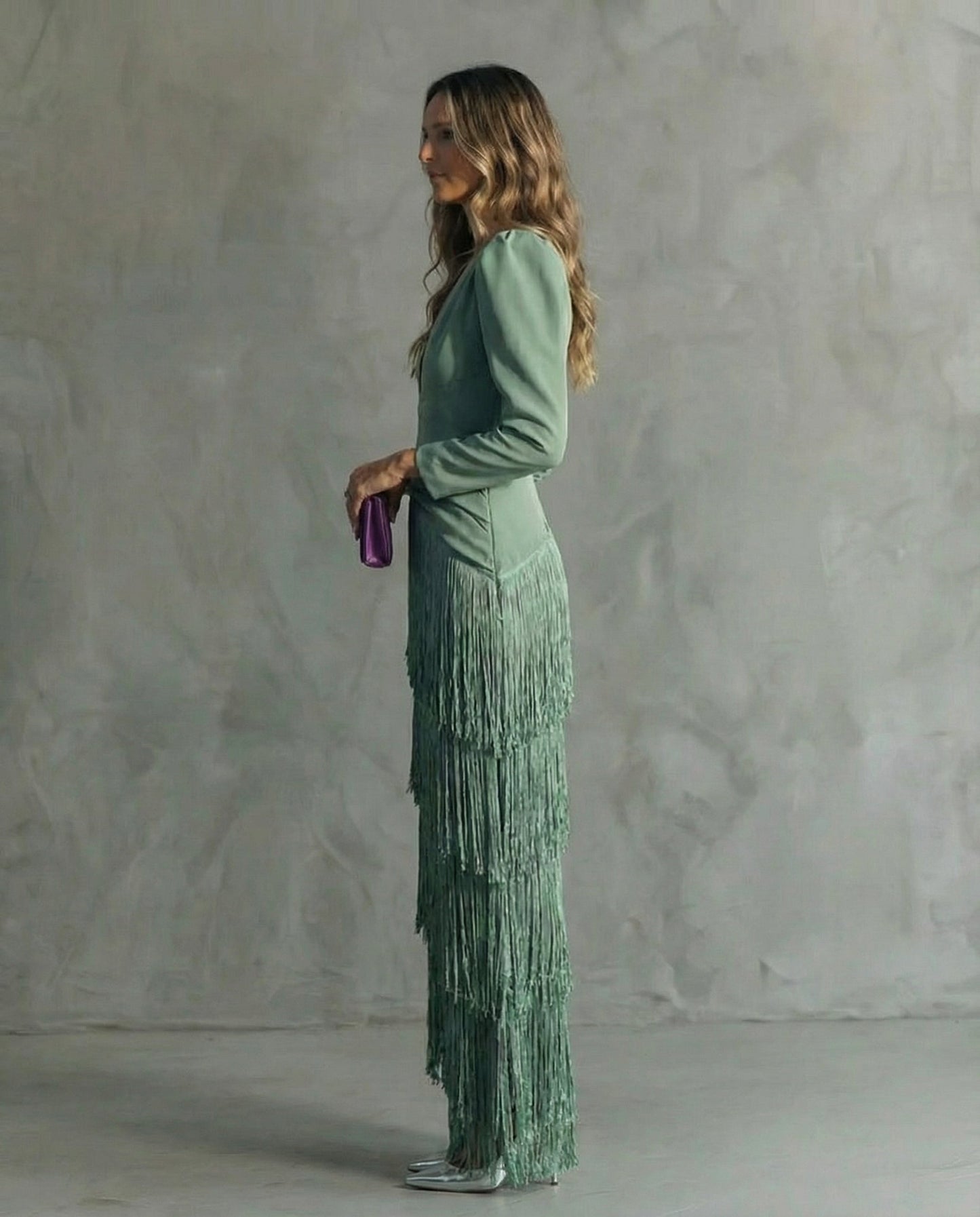 Vestido Midi Mujer con Flecos Estilo Sofisticado y Fluido