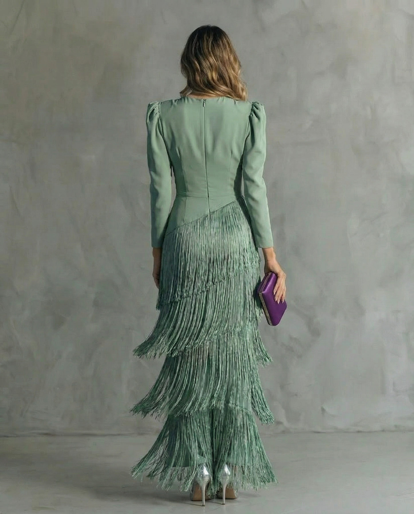 Vestido Midi Mujer con Flecos Estilo Sofisticado y Fluido