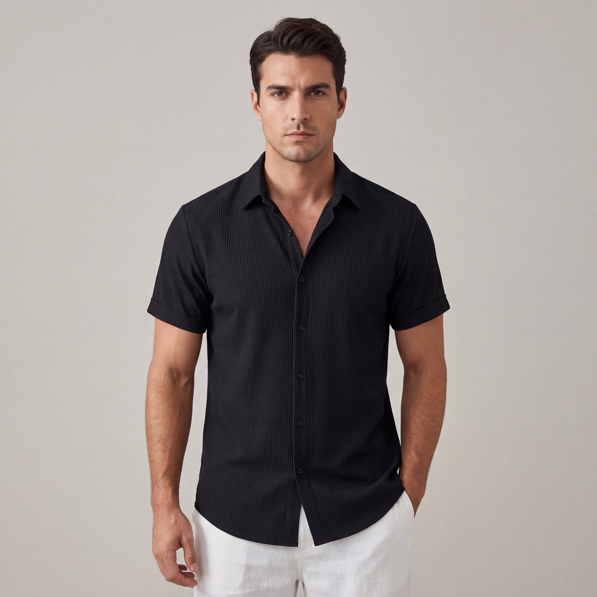 Camisa Hombre Algodón Manga Corta Cuello Clásico Botones - Mavetta