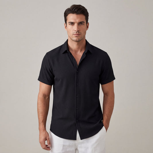 Camisa Hombre Algodón Manga Corta Cuello Clásico Botones - Mavetta