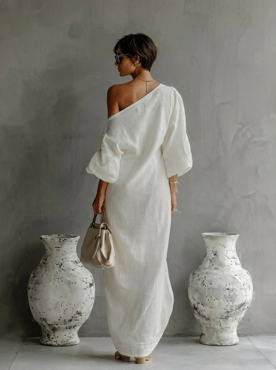 Vestido maxi mujer de tela ligera ajuste cómodo elegante