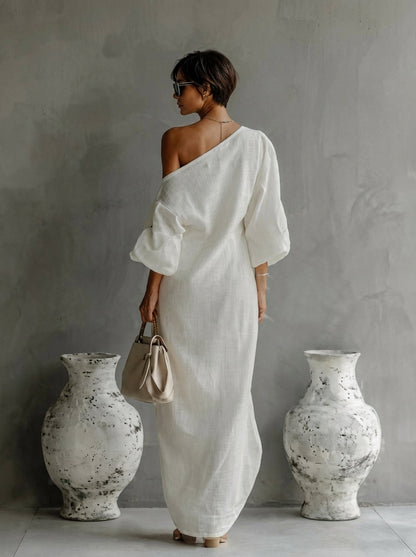 Vestido maxi mujer de tela ligera ajuste cómodo elegante