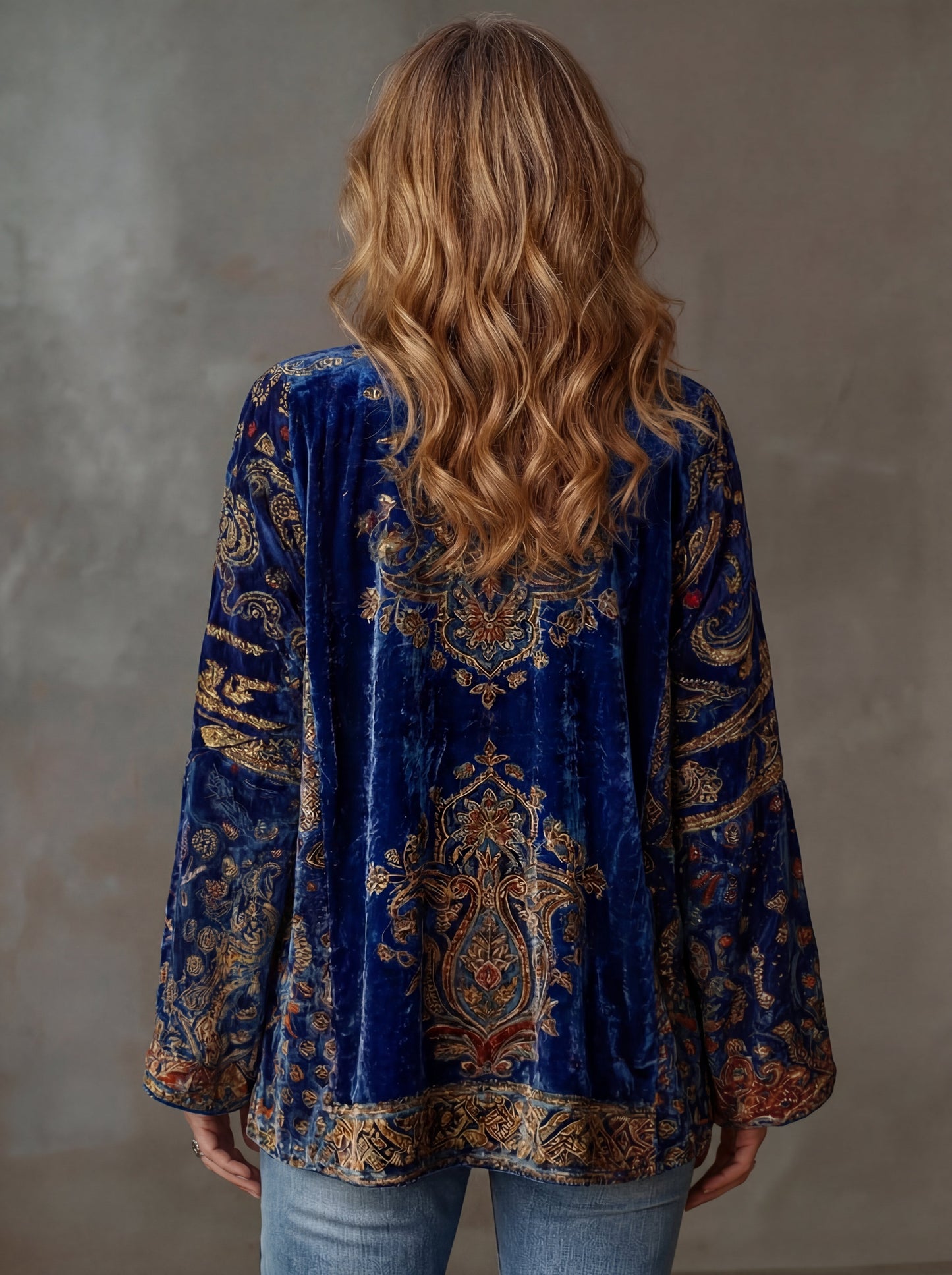 Chaqueta kimono mujer bordada cardigan fluido estilo boho