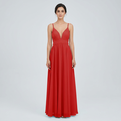 Vestido Ceremonia Mujer de Gasa Corte Imperio Escote en V