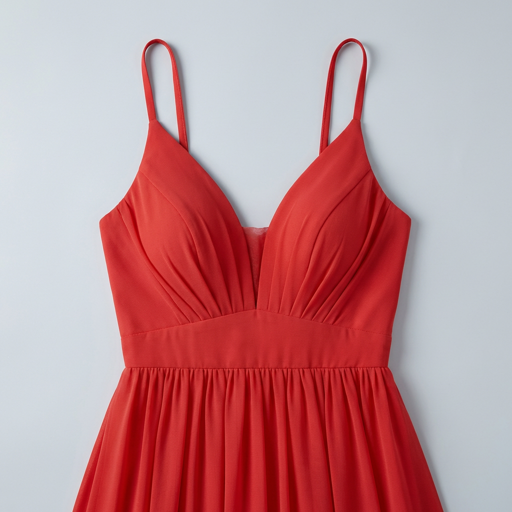 Vestido Ceremonia Mujer de Gasa Corte Imperio Escote en V