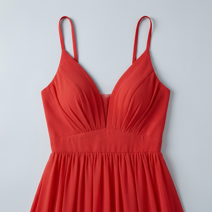 Vestido Ceremonia Mujer de Gasa Corte Imperio Escote en V