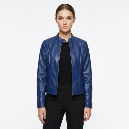 Chaqueta Biker Mujer Ajustada de Piel