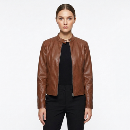 Chaqueta Biker Mujer Ajustada de Piel