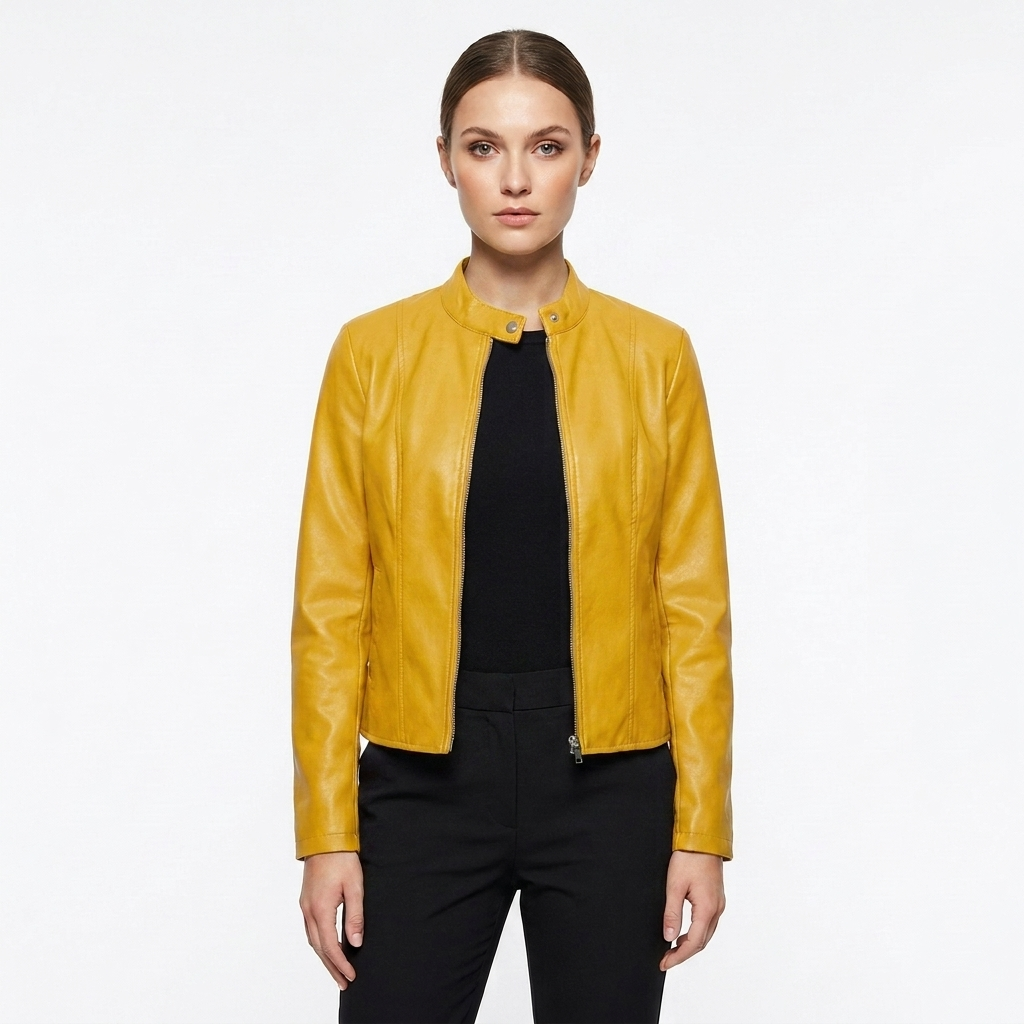 Chaqueta Biker Mujer Ajustada de Piel