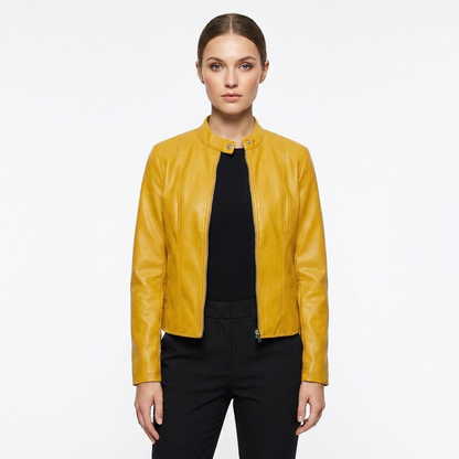 Chaqueta Biker Mujer Ajustada de Piel