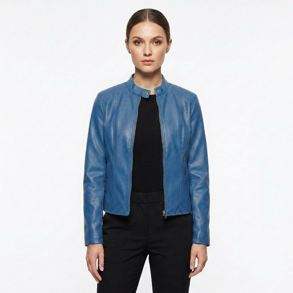 Chaqueta Biker Mujer Ajustada de Piel