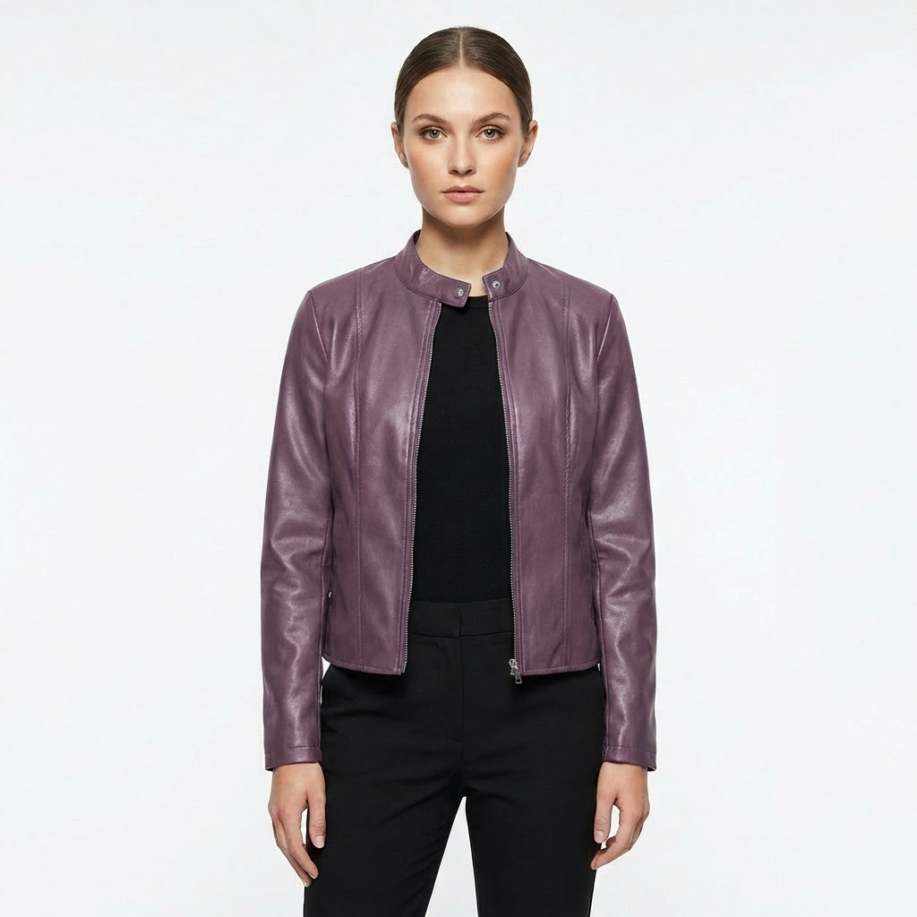 Chaqueta Biker Mujer Ajustada de Piel