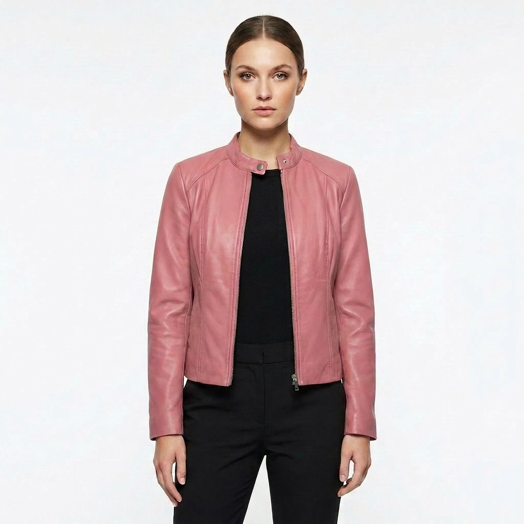Chaqueta Biker Mujer Ajustada de Piel