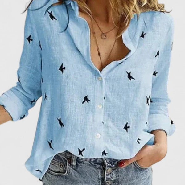 Camisa Mujer de Lino Cuello de Solapa