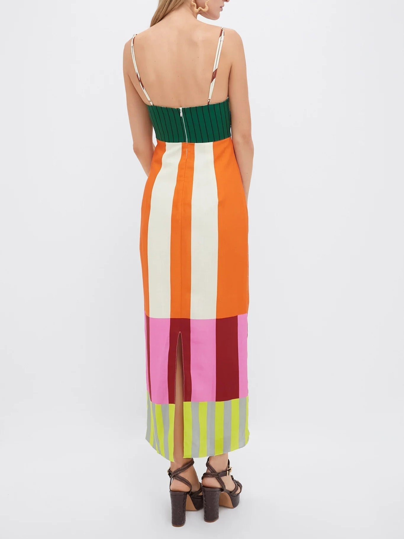 Vestido midi mujer recto con tirantes finos