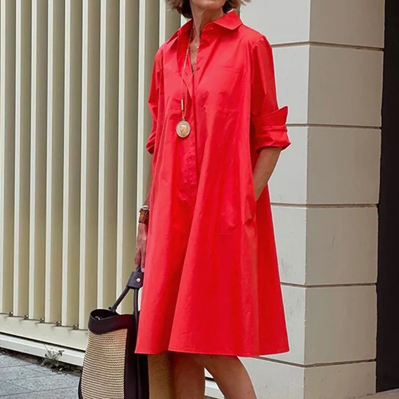 Vestido camisero mujer oversize ajuste holgado