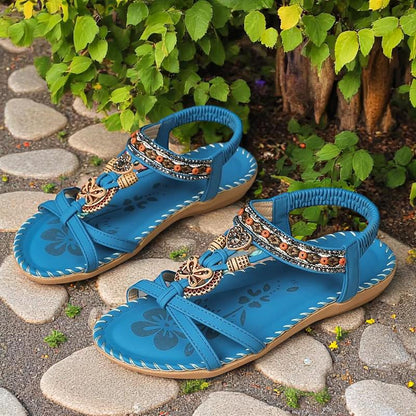 Sandalias Gladiadoras Mujer con Adornos Decorativos