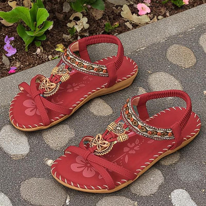 Sandalias Gladiadoras Mujer con Adornos Decorativos