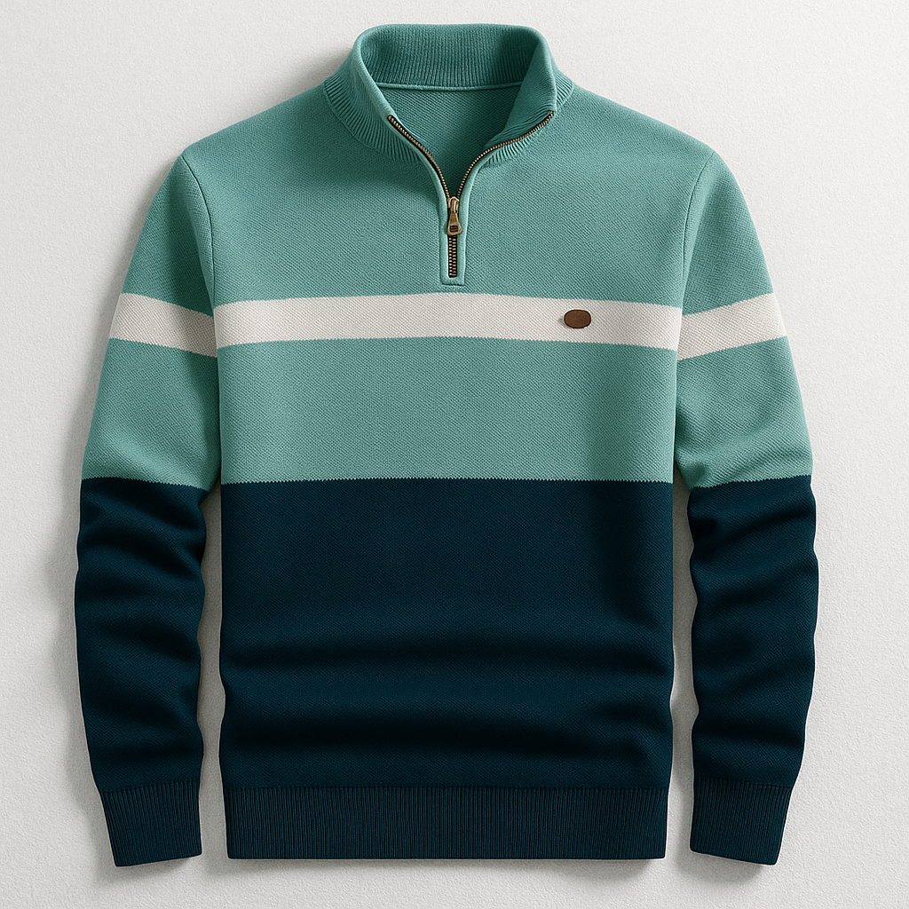 Jersey hombre tejido ligero con cremallera media estilo moderno