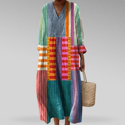 Vestido largo mujer de verano con estampado geométrico y manga larga