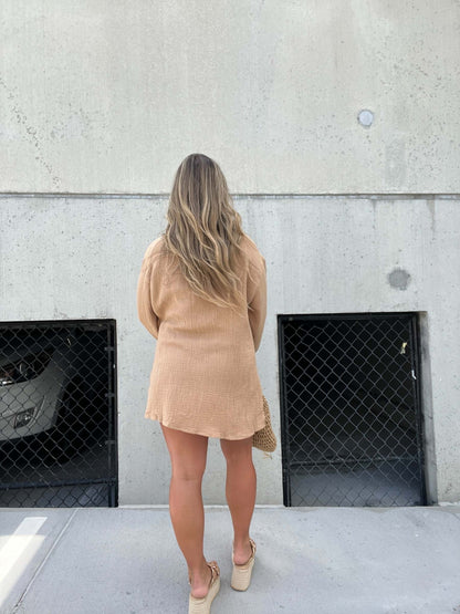 Conjunto Mujer Blusa Lazo y Shorts Talle Alto