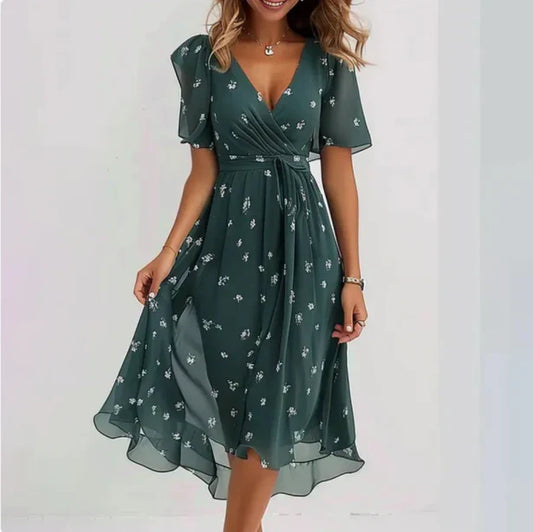 Vestido Midi Mujer de Chifón Caída Suelta - Mavetta