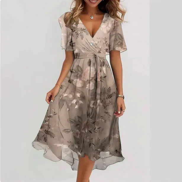 Vestido Midi Mujer de Chifón Caída Suelta