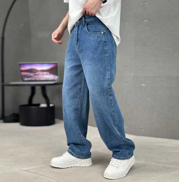 Jeans hombre corte recto algodón ajuste amplio diario - Mavetta