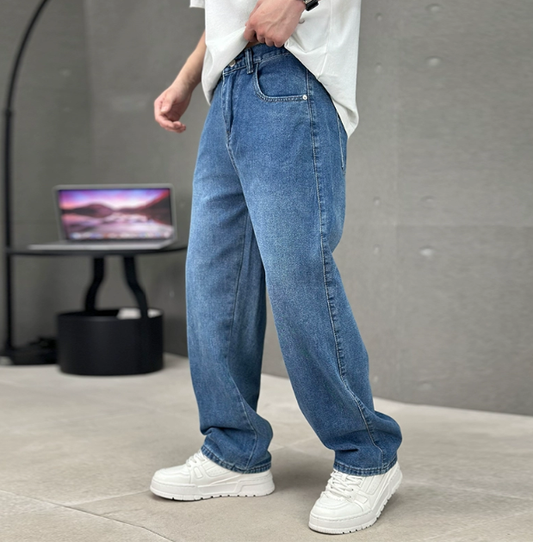 Jeans hombre corte recto algodón ajuste amplio diario - Mavetta